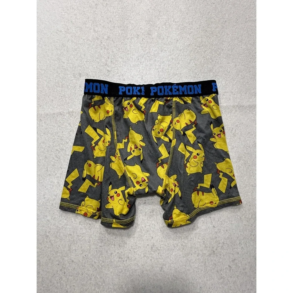 Pokemon Boxer Briefs Boys 4 Gray Pikachu Print Underwear Breathable Stretch